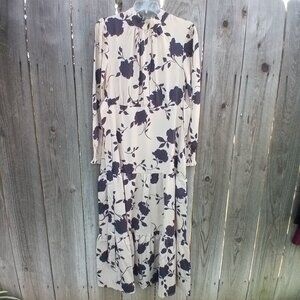 KARMI LABEL Dress Womens Size S Tan Black Floral Print Halter Tie Waist New